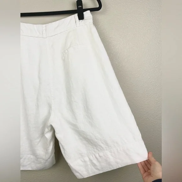 DISSH Women's 8 Kayla White 100% Linen Bermuda Short High Rise Lined Tailored - Picture 12 of 16